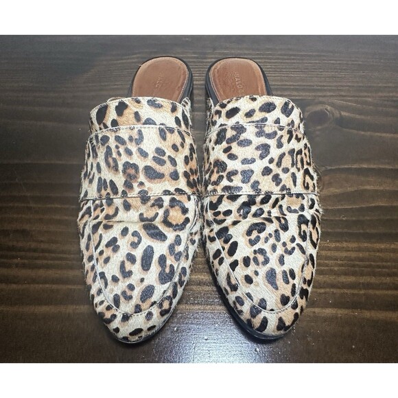 Halogen Genuine Calf Hair Leopard Animal Print Mules Slip On Shoes Women's 9 - Picture 5 of 12